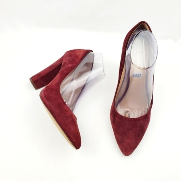 BCBGeneration Clarice Burgundy leather point toe Chunky heel shoes - Picture 9 of 9